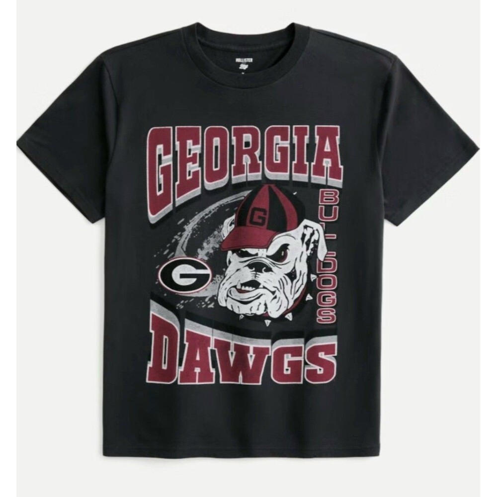 Georgia Bulldogs Hollister Graphic Print T Shirt Men's XL Relaxed Fit NWT